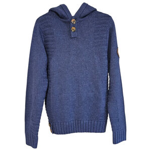 Bench Men’s Ernel Overhead Hooded Knit Sweater Blue Marl Size Small NWT